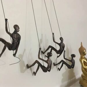 Artistic Bronze like (resin) Climbing Figures Sculpture 4 piece